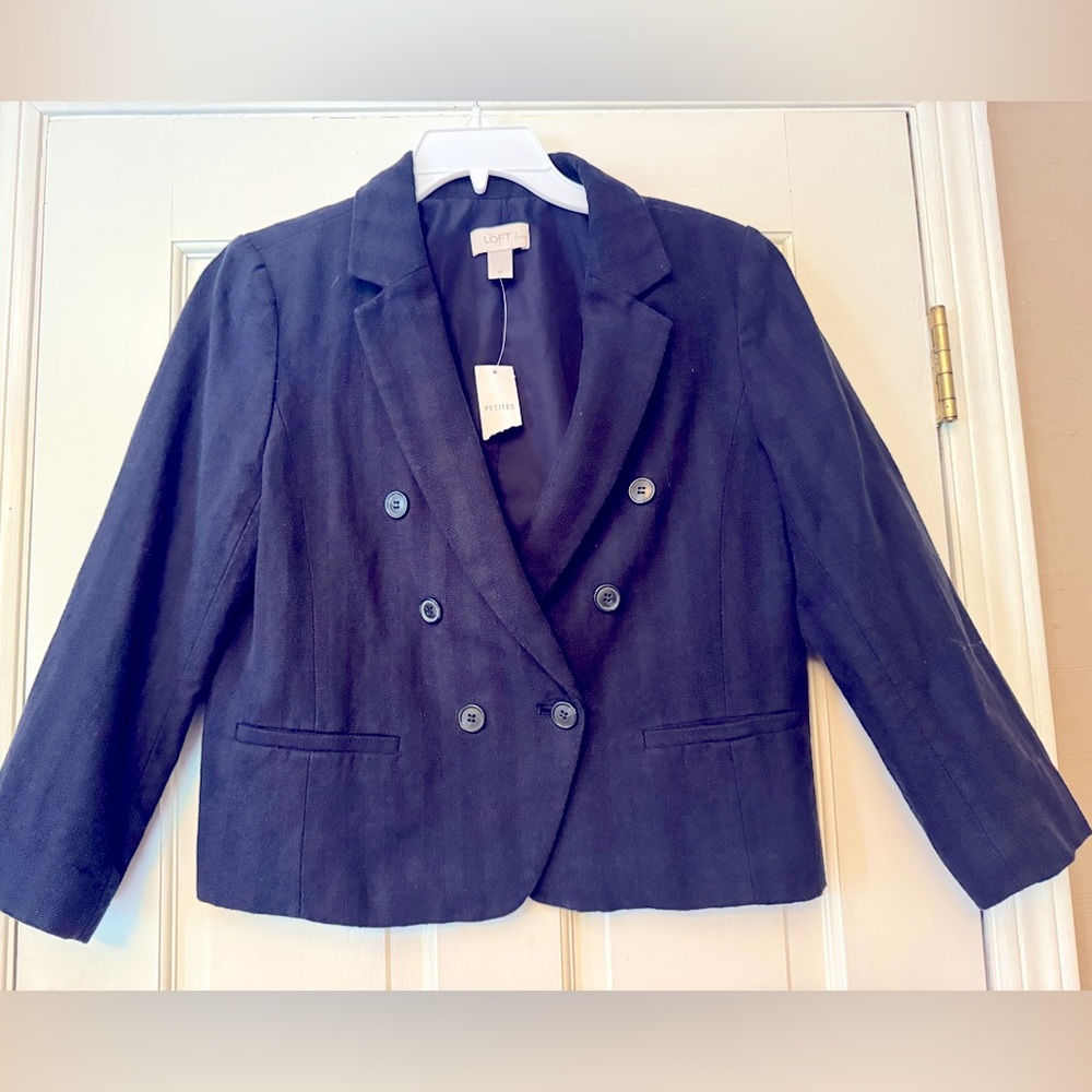 LOFT Cropped Navy Blazer